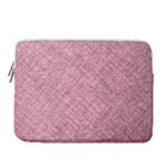 Pink Fabric Texture, Knitted Pink Texture, 14  Vertical Laptop Sleeve Case With Pocket