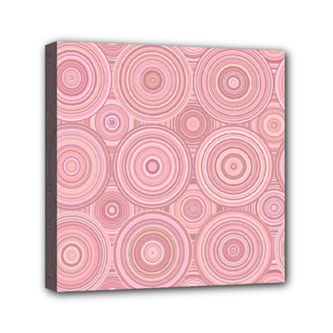 Pink Retro Texture With Circles, Retro Circles Background, Mini Canvas 6  x 6  (Stretched) from ArtsNow.com