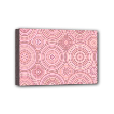 Pink Retro Texture With Circles, Retro Circles Background, Mini Canvas 6  x 4  (Stretched) from ArtsNow.com