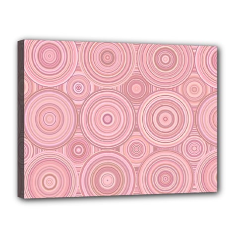 Pink Retro Texture With Circles, Retro Circles Background, Canvas 16  x 12  (Stretched) from ArtsNow.com