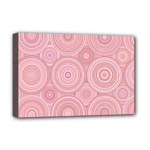 Pink Retro Texture With Circles, Retro Circles Background, Deluxe Canvas 18  x 12  (Stretched) from ArtsNow.com