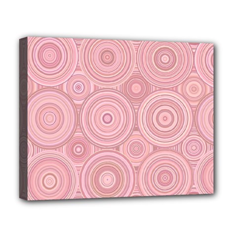 Pink Retro Texture With Circles, Retro Circles Background, Deluxe Canvas 20  x 16  (Stretched) from ArtsNow.com