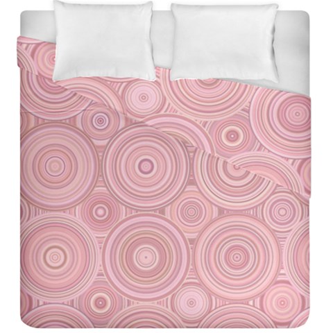 Pink Retro Texture With Circles, Retro Circles Background, Duvet Cover Double Side (King Size) from ArtsNow.com