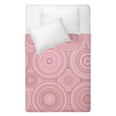 Pink Retro Texture With Circles, Retro Circles Background, Duvet Cover Double Side (Single Size) from ArtsNow.com