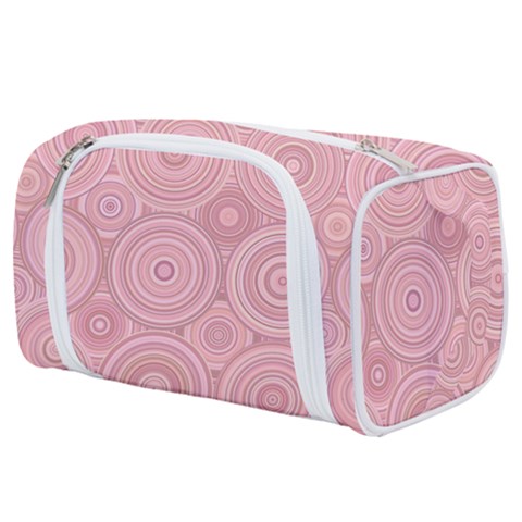 Pink Retro Texture With Circles, Retro Circles Background, Toiletries Pouch from ArtsNow.com