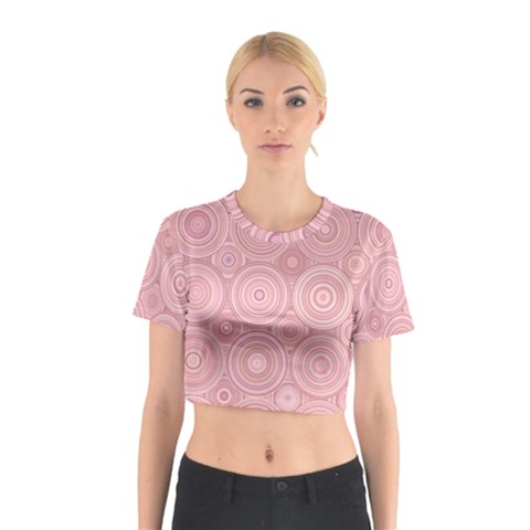 Pink Retro Texture With Circles, Retro Circles Background, Cotton Crop Top from ArtsNow.com