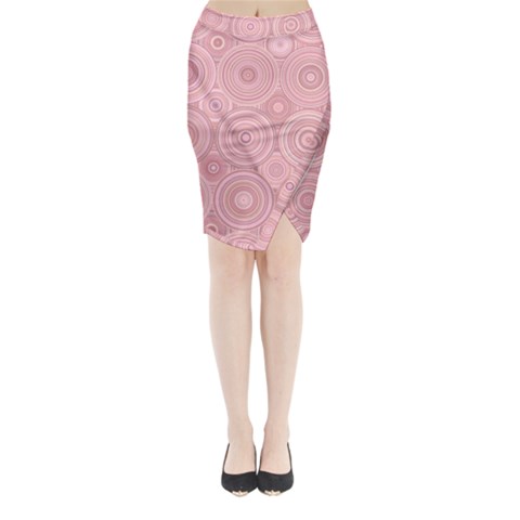 Pink Retro Texture With Circles, Retro Circles Background, Midi Wrap Pencil Skirt from ArtsNow.com