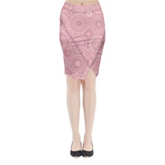 Pink Retro Texture With Circles, Retro Circles Background, Midi Wrap Pencil Skirt from ArtsNow.com