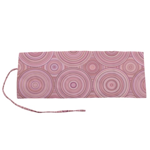 Pink Retro Texture With Circles, Retro Circles Background, Roll Up Canvas Pencil Holder (S) from ArtsNow.com