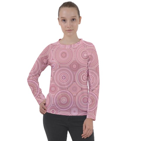 Pink Retro Texture With Circles, Retro Circles Background, Women s Long Sleeve Raglan T