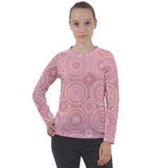 Pink Retro Texture With Circles, Retro Circles Background, Women s Long Sleeve Raglan T