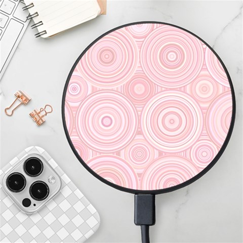 Pink Retro Texture With Circles, Retro Circles Background, Wireless Fast Charger(Black) from ArtsNow.com