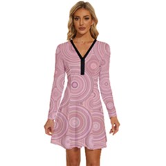 Long Sleeve Deep V Mini Dress  