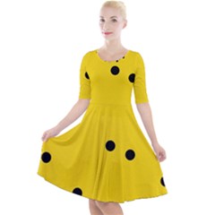 Quarter Sleeve A-Line Dress With Pockets 