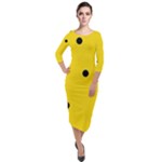 Punch Hole, Black Hole Quarter Sleeve Midi Velour Bodycon Dress