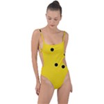 Punch Hole, Black Hole Tie Strap One Piece Swimsuit