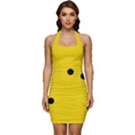 Punch Hole, Black Hole Sleeveless Wide Square Neckline Ruched Bodycon Dress