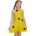 Punch Hole, Black Hole Kids  Halter Collar Waist Tie Chiffon Dress