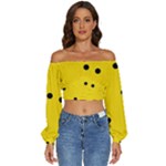 Punch Hole, Black Hole Long Sleeve Crinkled Weave Crop Top