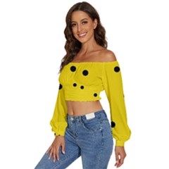 Long Sleeve Crinkled Weave Crop Top 