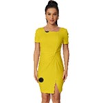 Punch Hole, Black Hole Fitted Knot Split End Bodycon Dress