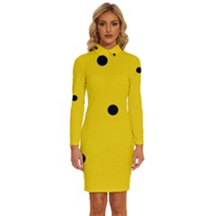 Long Sleeve Shirt Collar Bodycon Dress 