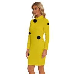 Long Sleeve Shirt Collar Bodycon Dress 