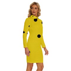 Long Sleeve Shirt Collar Bodycon Dress 