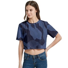 Women s Round Neck Short Sleeve Crop Top 