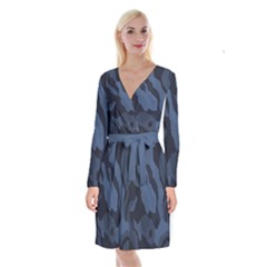 Long Sleeve Velvet Front Wrap Dress 