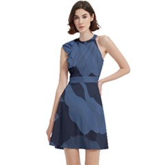 Cocktail Party Halter Sleeveless Dress With Pockets 