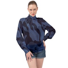 High Neck Long Sleeve Chiffon Top 