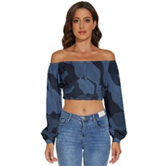 Long Sleeve Crinkled Weave Crop Top 