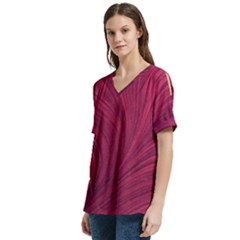 V-Neck Split Shoulder Casual T-Shirt 