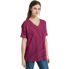 V-Neck Split Shoulder Casual T-Shirt 