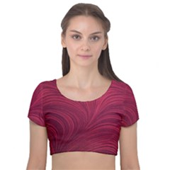 Velvet Short Sleeve Crop Top  