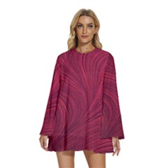 Round Neck Long Sleeve Bohemian Style Chiffon Mini Dress 