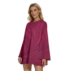 Round Neck Long Sleeve Bohemian Style Chiffon Mini Dress 