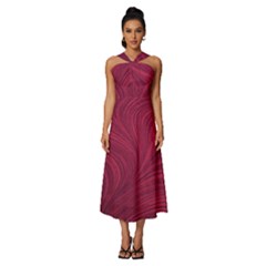 Sleeveless Cross Front Cocktail Midi Chiffon Dress 