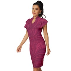 Vintage Frill Sleeve V-Neck Bodycon Dress 