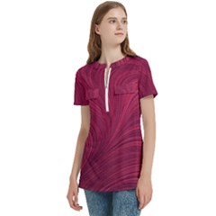 Women s Zip Front V-Neck Short Sleeve Casual Top Pocket Shirt 