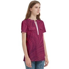 Women s Zip Front V-Neck Short Sleeve Casual Top Pocket Shirt 