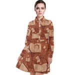 Retro Education Texture, Creative Education Background Long Sleeve Chiffon Shirt Dress