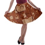 Retro Education Texture, Creative Education Background A-line Skater Skirt