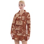 Retro Education Texture, Creative Education Background Women s Long Sleeve Casual Dress