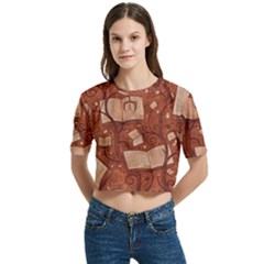 Women s Round Neck Short Sleeve Crop Top 