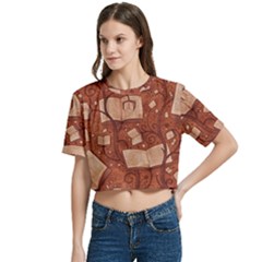 Women s Round Neck Short Sleeve Crop Top 