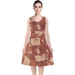 Retro Education Texture, Creative Education Background V-Neck Midi Sleeveless Dress 