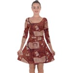 Retro Education Texture, Creative Education Background Quarter Sleeve Skater Dress