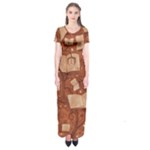 Retro Education Texture, Creative Education Background Short Sleeve Maxi Dress